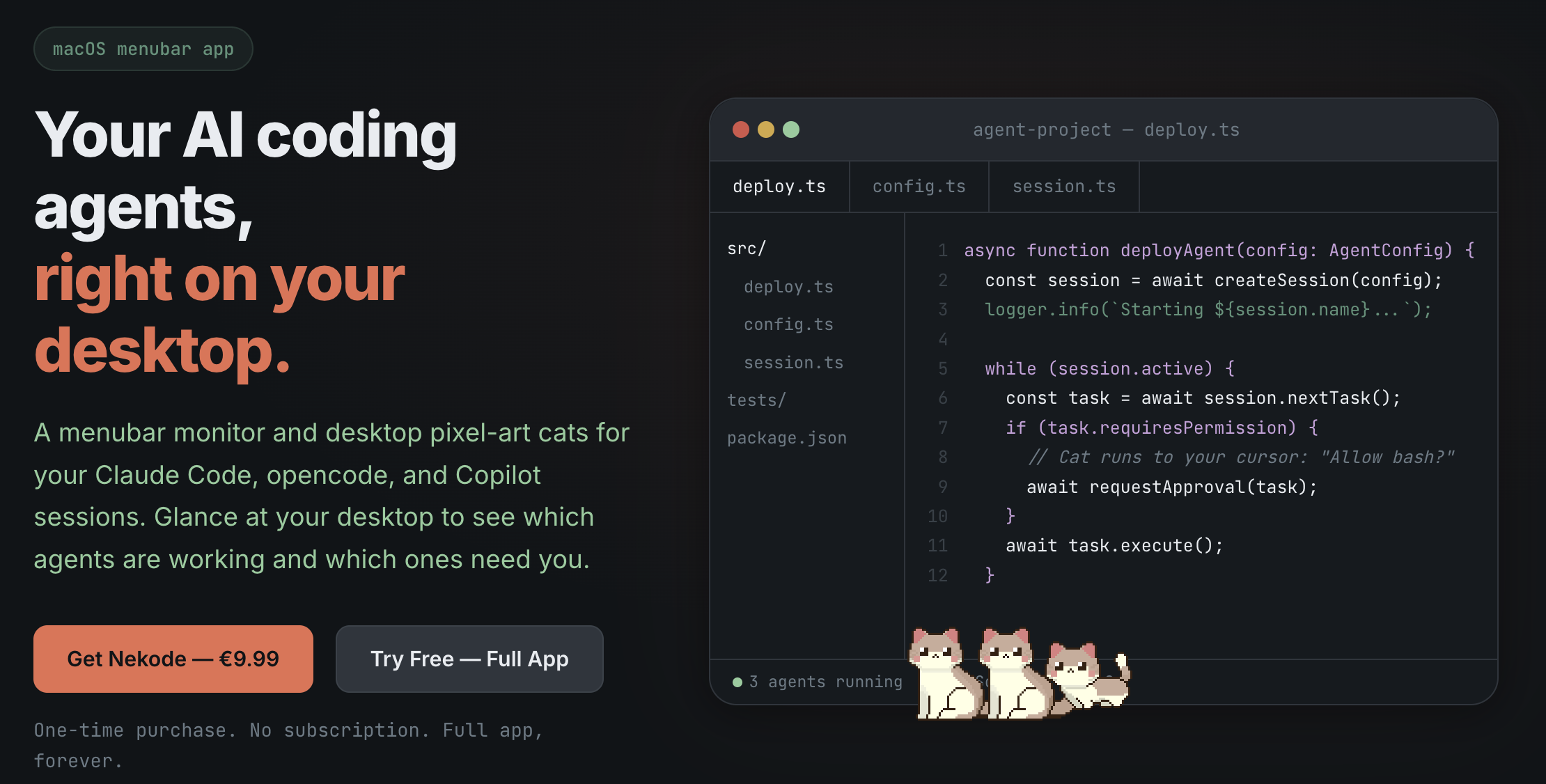 Nekode - Desktop companion for coding sessions